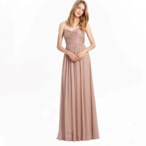 MONIQUE LHUILLIER NEW Bridesmaids Sweetheart Neckline Chiffon Maxi Dress Pink 10